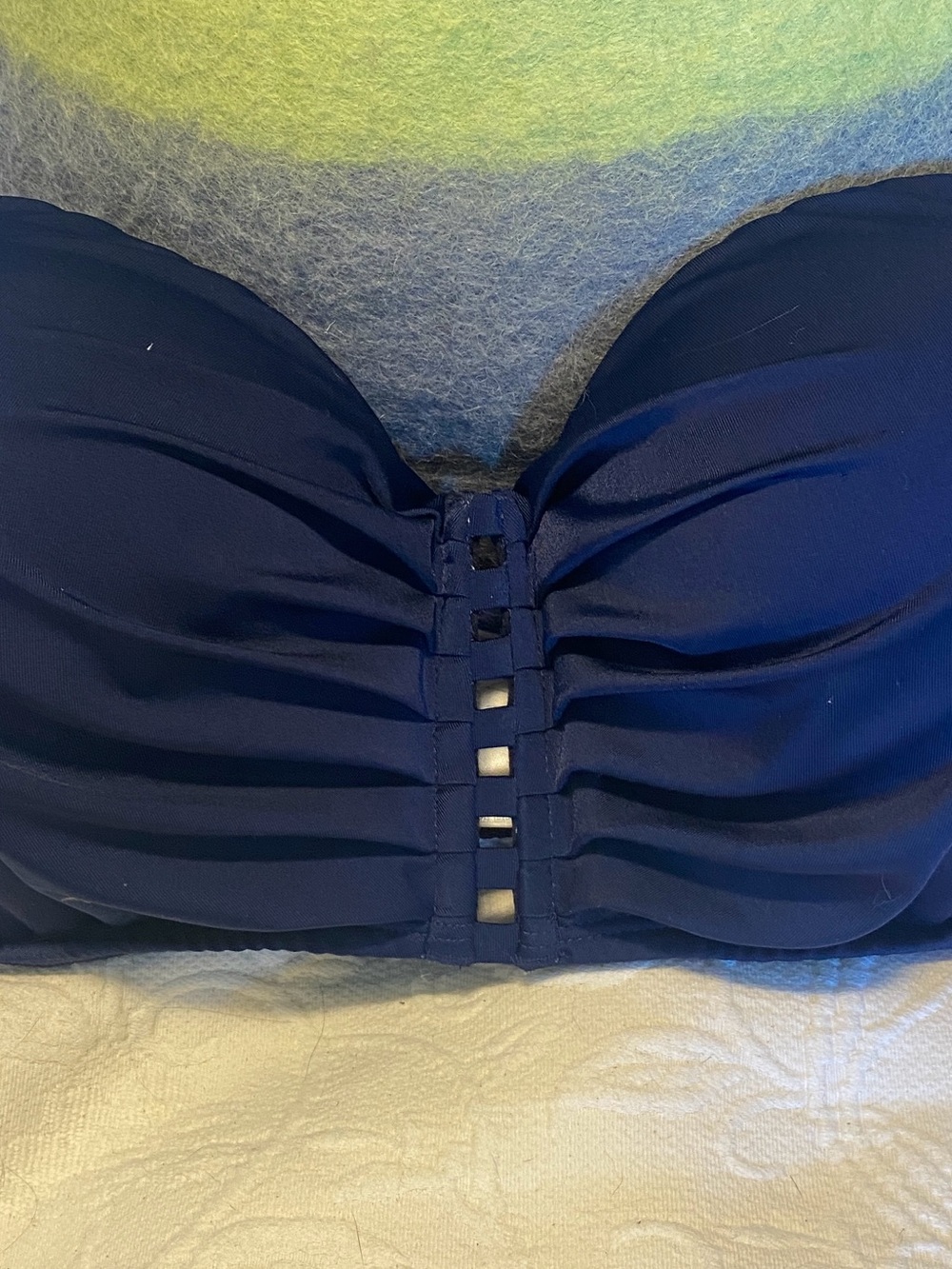 SWIM by Cacique Navy Blue Strapless Ruched Bikini Top